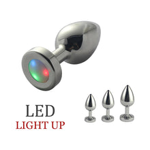 Load image into Gallery viewer, Ple'sur 3-Setting LED Light-Up Metal Anal Plug Small