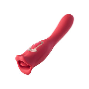 Eva Sucking Mouth Tongue Clit Stimulator and G-spot Vibrator Red