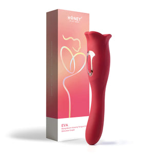 Eva Sucking Mouth Tongue Clit Stimulator and G-spot Vibrator Red