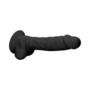 RealRock Ultra Realistic Dual Density Silicone 7 in. Bendable Dildo With Balls Black