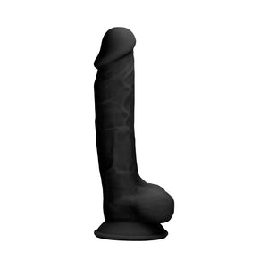 RealRock Ultra Realistic Dual Density Silicone 7 in. Bendable Dildo With Balls Black